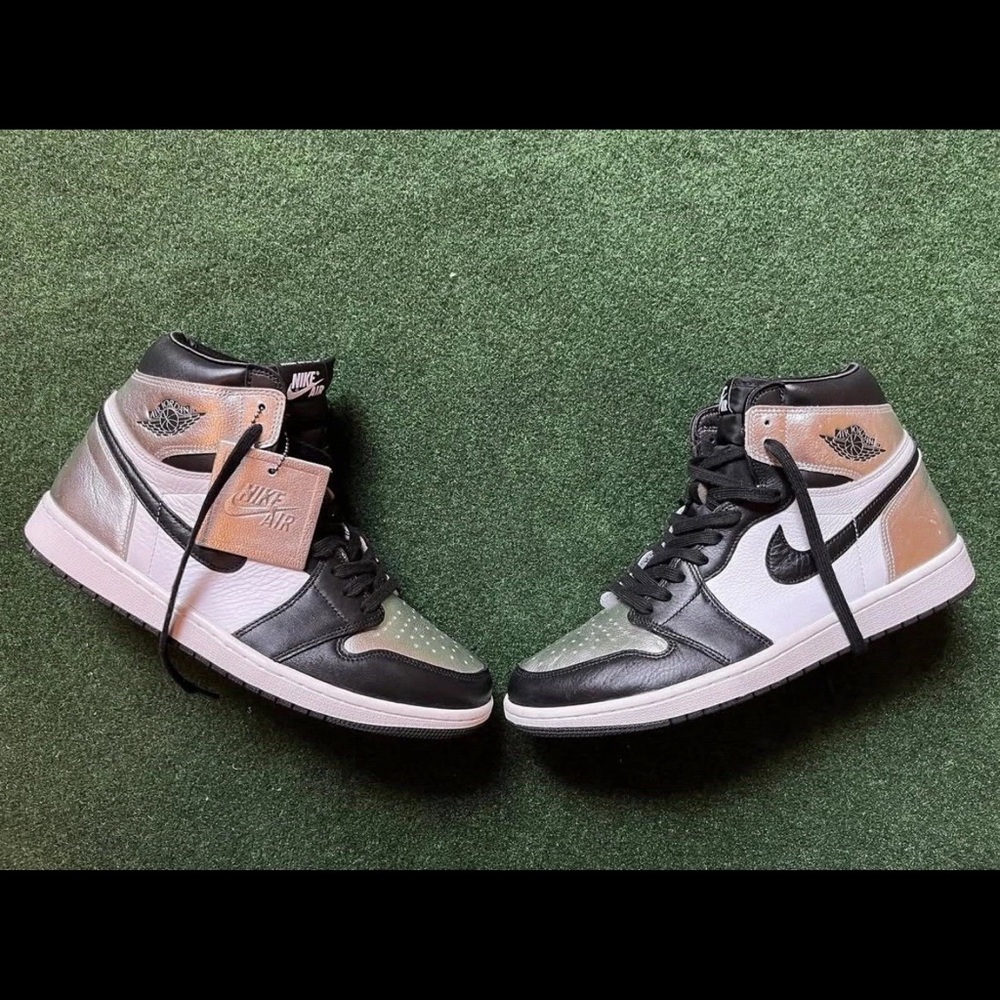 Nike Air Jordan 1 High Black White Silver Sneakers